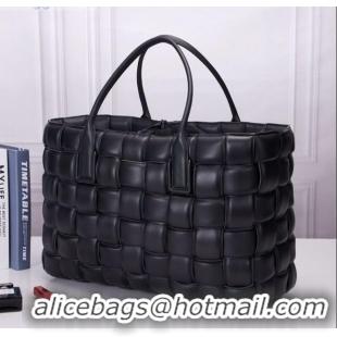 Cheap Bottega Veneta Padded Cassette Maxi-Woven Nappa Lambskin Large Tote Bag BV0401 Black 2020