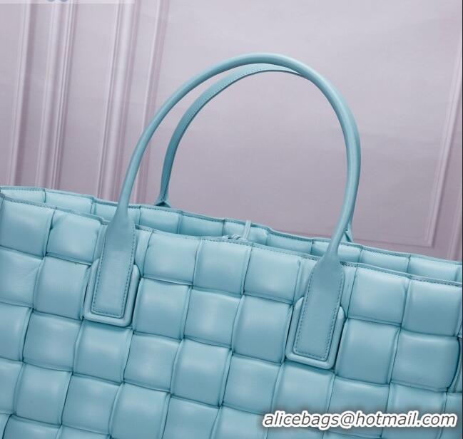 Best Price Bottega Veneta Padded Cassette Maxi-Woven Nappa Lambskin Large Tote Bag BV0401 Light Blue 2020