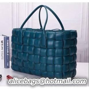 Best Grade Bottega Veneta Padded Cassette Maxi-Woven Nappa Lambskin Large Tote Bag BV0401 Peacock Blue 2020