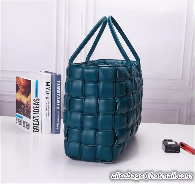 Best Grade Bottega Veneta Padded Cassette Maxi-Woven Nappa Lambskin Large Tote Bag BV0401 Peacock Blue 2020