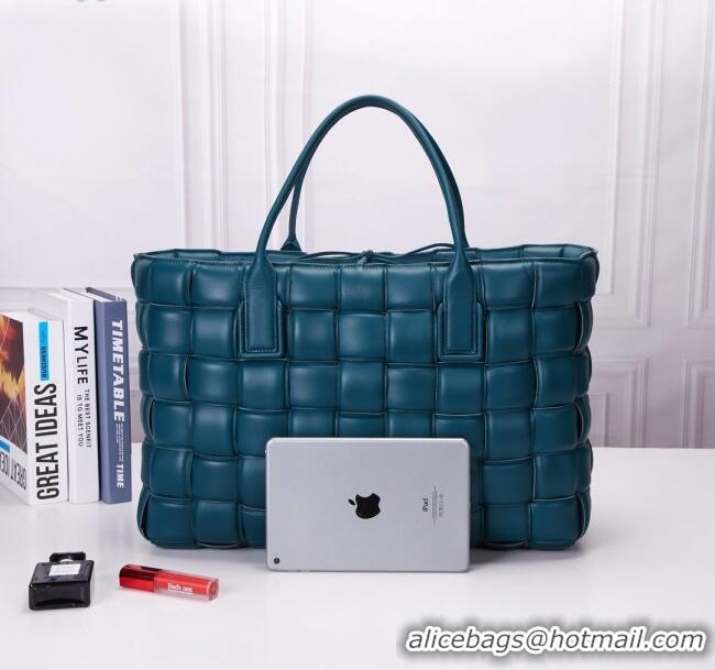 Best Grade Bottega Veneta Padded Cassette Maxi-Woven Nappa Lambskin Large Tote Bag BV0401 Peacock Blue 2020