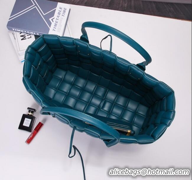 Best Grade Bottega Veneta Padded Cassette Maxi-Woven Nappa Lambskin Large Tote Bag BV0401 Peacock Blue 2020