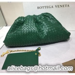 Best Price Bottega Veneta The Large Pouch Clutch in Woven Lambskin BV0417 Racing Green 2020