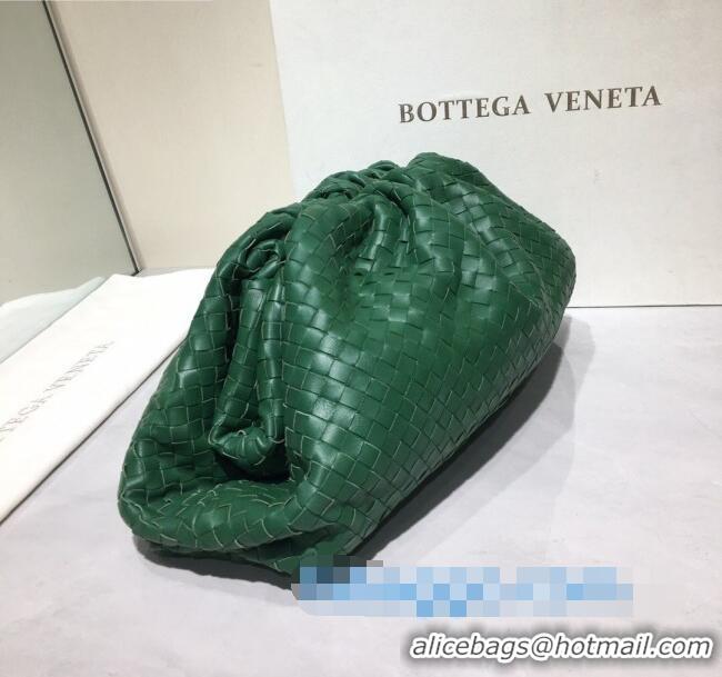 Best Price Bottega Veneta The Large Pouch Clutch in Woven Lambskin BV0417 Racing Green 2020