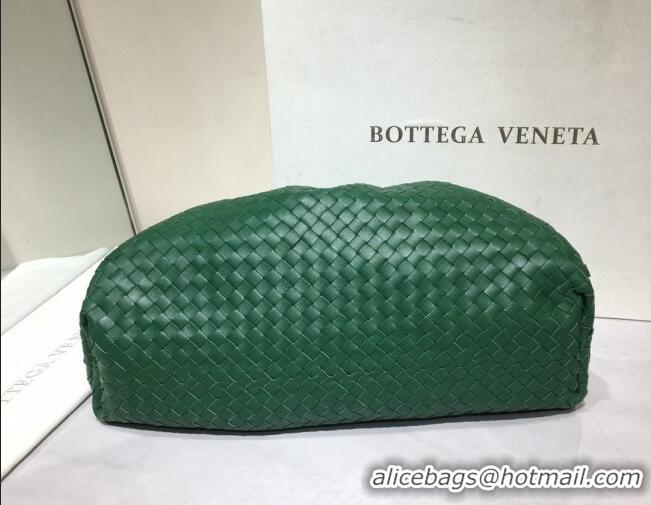 Best Price Bottega Veneta The Large Pouch Clutch in Woven Lambskin BV0417 Racing Green 2020