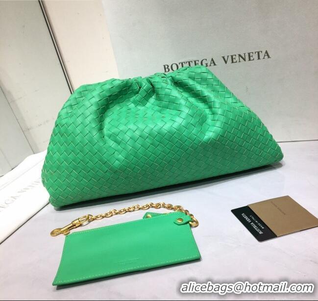 Low Price Bottega Veneta The Large Pouch Clutch in Woven Lambskin BV0417 Bright Green 2020