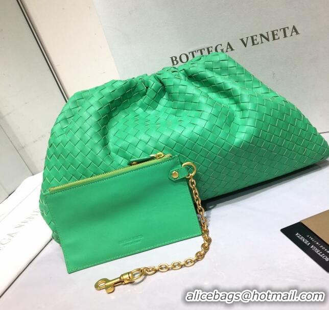 Low Price Bottega Veneta The Large Pouch Clutch in Woven Lambskin BV0417 Bright Green 2020