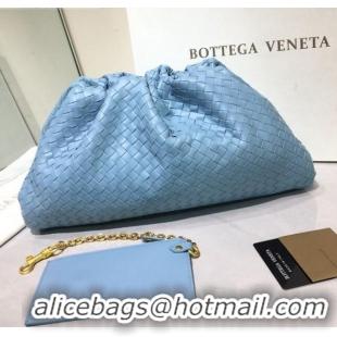 Good Looking Bottega Veneta The Large Pouch Clutch in Woven Lambskin BV0417 Ice Blue 2020