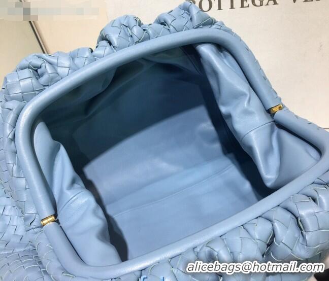 Good Looking Bottega Veneta The Large Pouch Clutch in Woven Lambskin BV0417 Ice Blue 2020