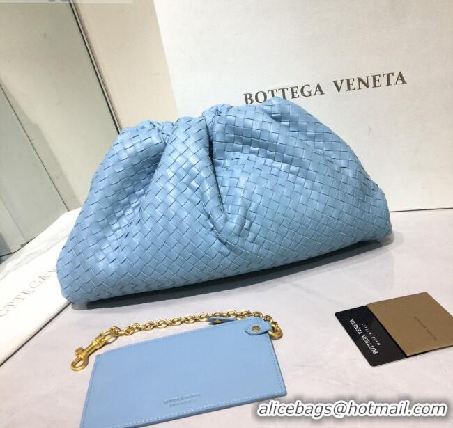 Good Looking Bottega Veneta The Large Pouch Clutch in Woven Lambskin BV0417 Ice Blue 2020