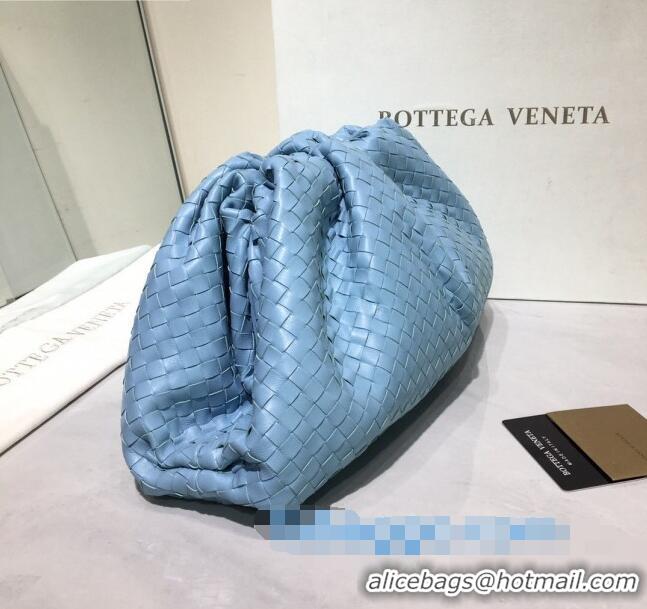 Good Looking Bottega Veneta The Large Pouch Clutch in Woven Lambskin BV0417 Ice Blue 2020