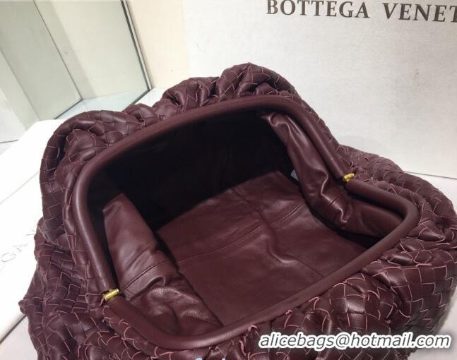 Super Quality Bottega Veneta The Large Pouch Clutch in Woven Lambskin BV0417 Burgundy 2020