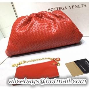 Discount Bottega Veneta The Large Pouch Clutch in Woven Lambskin BV0417 Bright Red 2020