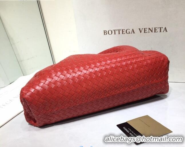 Discount Bottega Veneta The Large Pouch Clutch in Woven Lambskin BV0417 Bright Red 2020