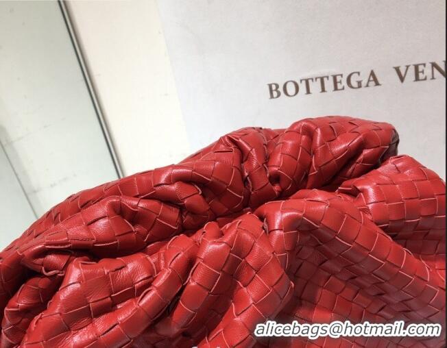 Discount Bottega Veneta The Large Pouch Clutch in Woven Lambskin BV0417 Bright Red 2020