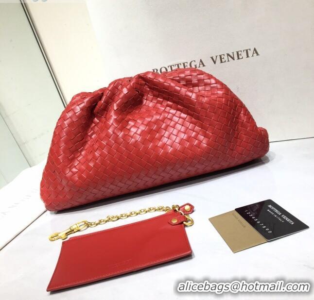 Discount Bottega Veneta The Large Pouch Clutch in Woven Lambskin BV0417 Bright Red 2020