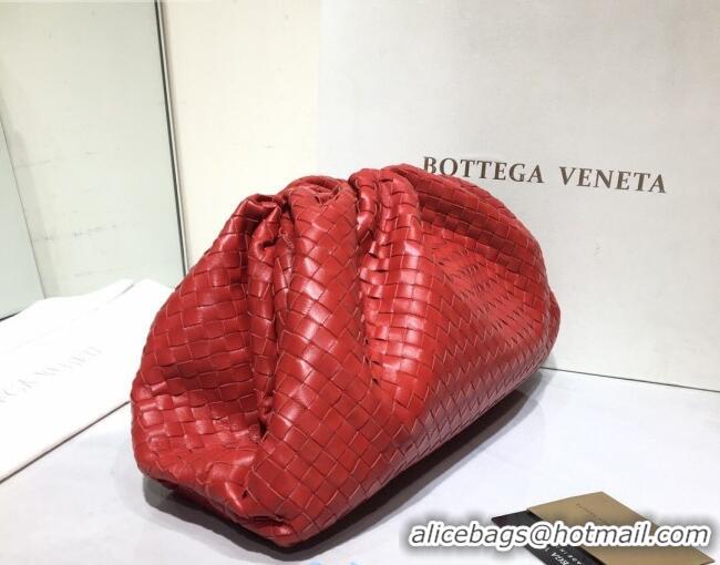 Discount Bottega Veneta The Large Pouch Clutch in Woven Lambskin BV0417 Bright Red 2020