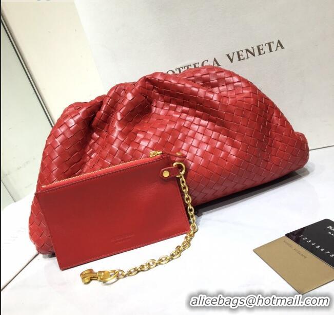 Discount Bottega Veneta The Large Pouch Clutch in Woven Lambskin BV0417 Bright Red 2020