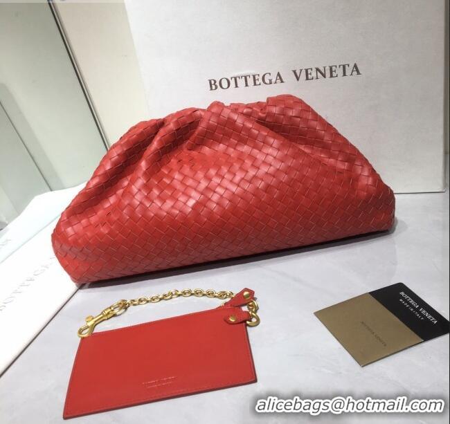 Well Crafted Bottega Veneta The Large Pouch Clutch in Woven Lambskin BV0417 Polish Red 2020