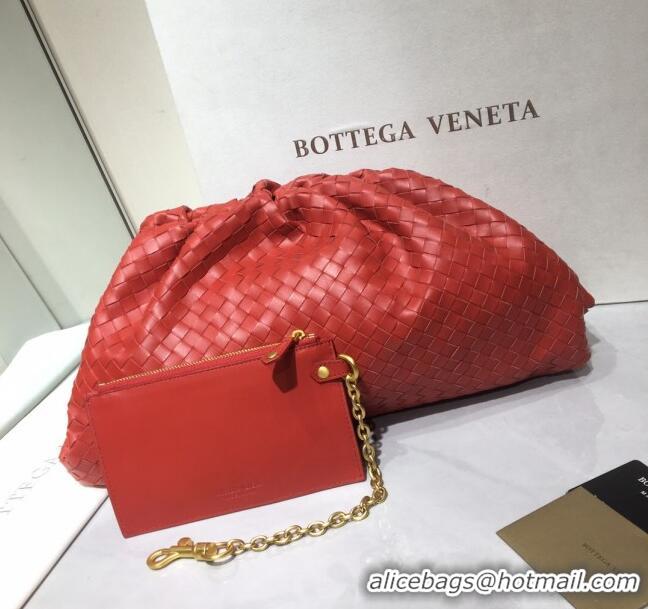 Well Crafted Bottega Veneta The Large Pouch Clutch in Woven Lambskin BV0417 Polish Red 2020