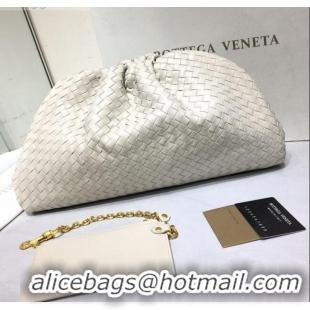 Market Sells Bottega Veneta The Large Pouch Clutch in Woven Lambskin BV0417 White 2020