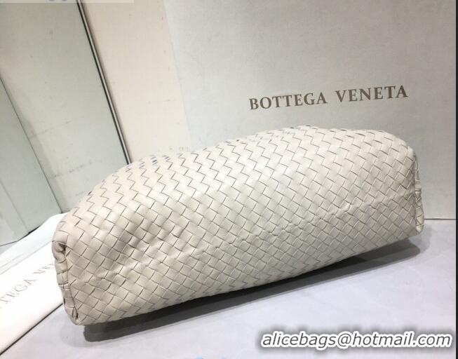 Market Sells Bottega Veneta The Large Pouch Clutch in Woven Lambskin BV0417 White 2020