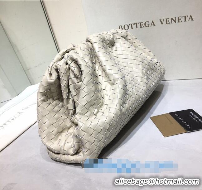 Market Sells Bottega Veneta The Large Pouch Clutch in Woven Lambskin BV0417 White 2020