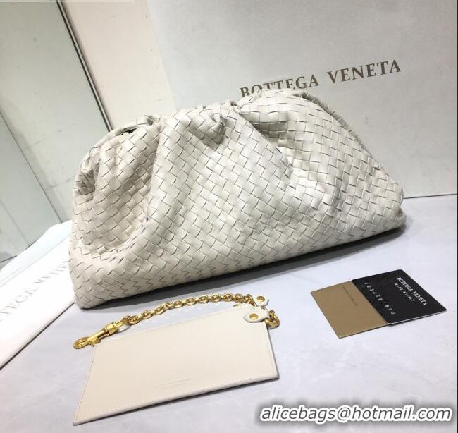 Market Sells Bottega Veneta The Large Pouch Clutch in Woven Lambskin BV0417 White 2020