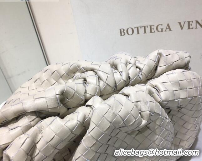 Market Sells Bottega Veneta The Large Pouch Clutch in Woven Lambskin BV0417 White 2020