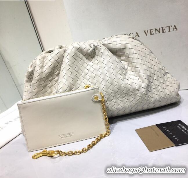 Market Sells Bottega Veneta The Large Pouch Clutch in Woven Lambskin BV0417 White 2020