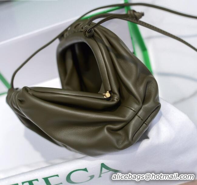 Popular Style Bottega Veneta The Mini Pouch Soft Clutch Bag in Calfskin BV0910 Dark Green 2020