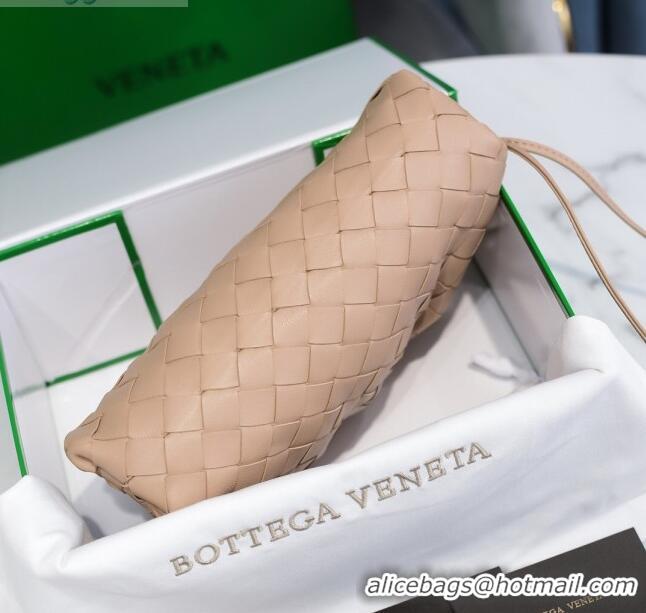 Low Price Bottega Veneta The Mini Pouch Clutch Bag in Large-Woven Lambskin BV0919 Nude Pink 2020