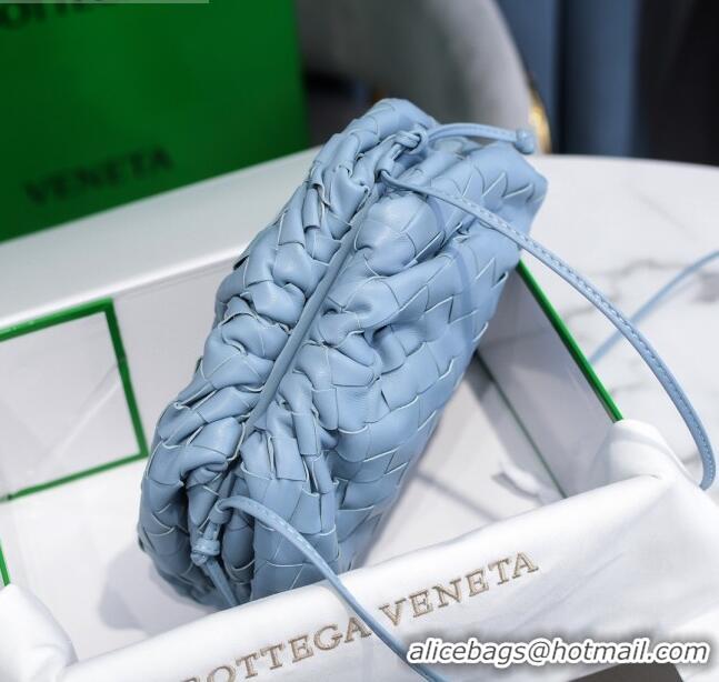 Well Crafted Bottega Veneta The Mini Pouch Clutch Bag in Large-Woven Lambskin BV0919 Light Blue 2020