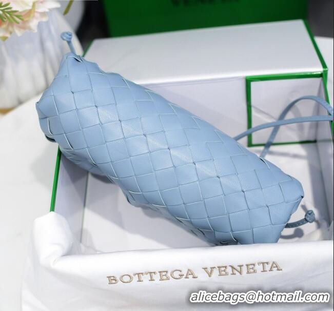 Well Crafted Bottega Veneta The Mini Pouch Clutch Bag in Large-Woven Lambskin BV0919 Light Blue 2020