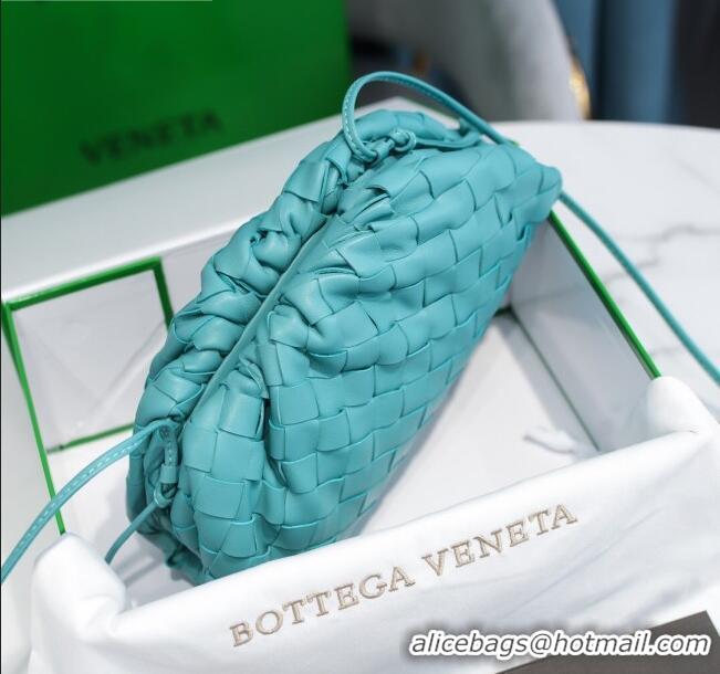 Stylish Bottega Veneta The Mini Pouch Clutch Bag in Large-Woven Lambskin BV0919 Water Blue 2020