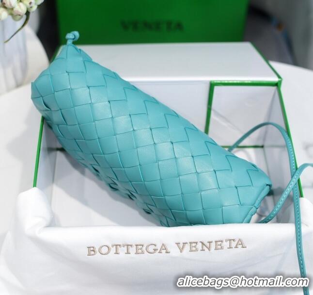 Stylish Bottega Veneta The Mini Pouch Clutch Bag in Large-Woven Lambskin BV0919 Water Blue 2020