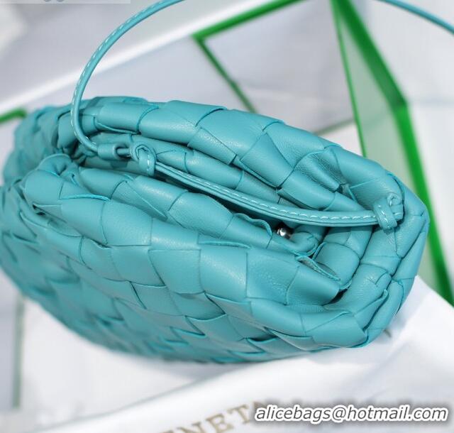 Stylish Bottega Veneta The Mini Pouch Clutch Bag in Large-Woven Lambskin BV0919 Water Blue 2020