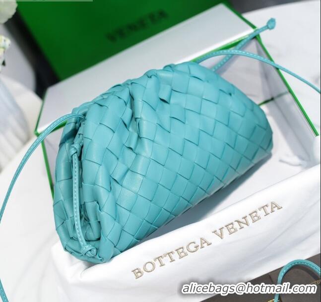 Stylish Bottega Veneta The Mini Pouch Clutch Bag in Large-Woven Lambskin BV0919 Water Blue 2020