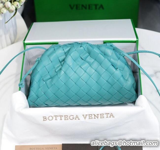 Stylish Bottega Veneta The Mini Pouch Clutch Bag in Large-Woven Lambskin BV0919 Water Blue 2020