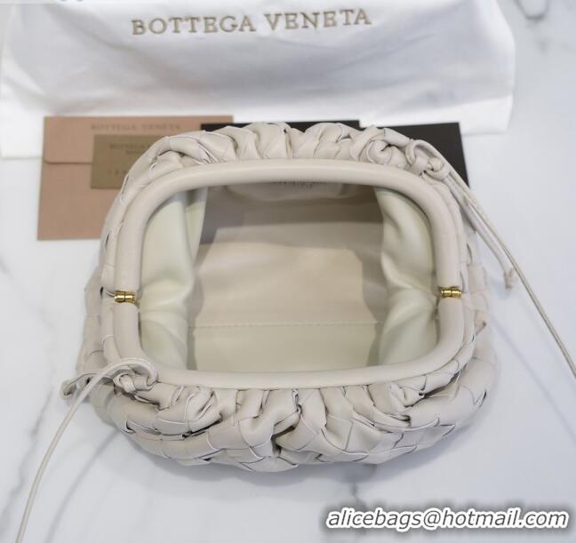 Hot Sell Bottega Veneta The Mini Pouch Clutch Bag in Large-Woven Lambskin BV0919 White 2020