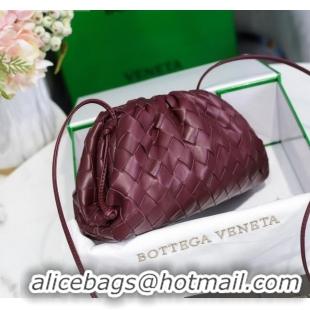 Low Price Bottega Veneta The Mini Pouch Clutch Bag in Large-Woven Lambskin BV0919 Burgundy 2020