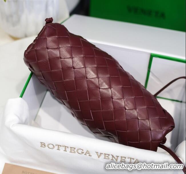 Low Price Bottega Veneta The Mini Pouch Clutch Bag in Large-Woven Lambskin BV0919 Burgundy 2020