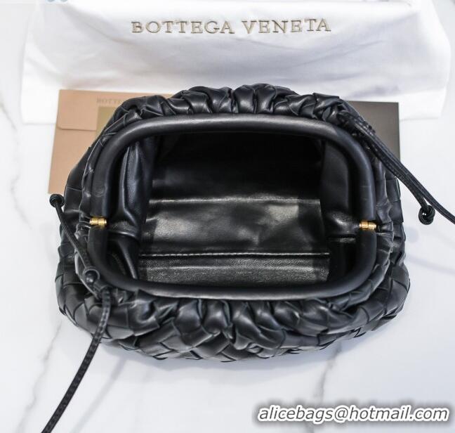 Purchase Bottega Veneta The Mini Pouch Clutch Bag in Large-Woven Lambskin BV0919 Black 2020