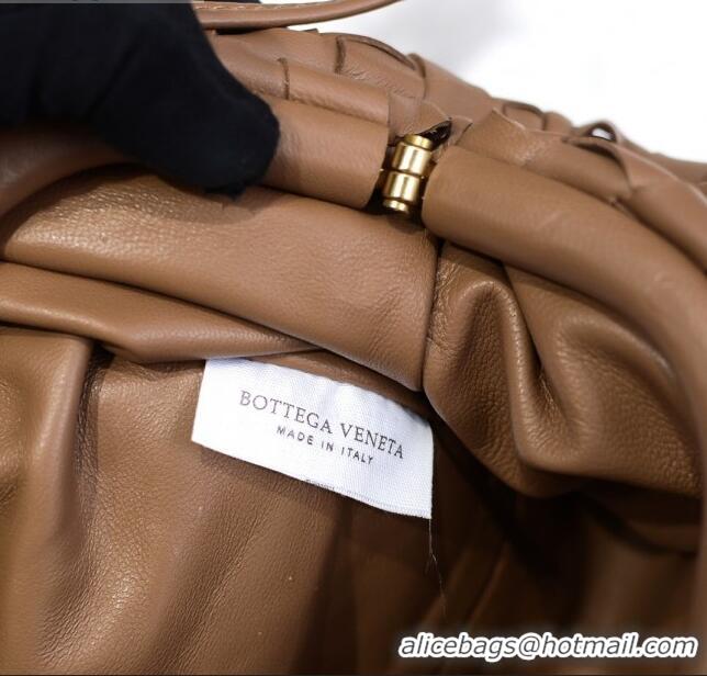 Unique Style Bottega Veneta The Mini Pouch Clutch Bag in Large-Woven Lambskin BV0919 Brown 2020