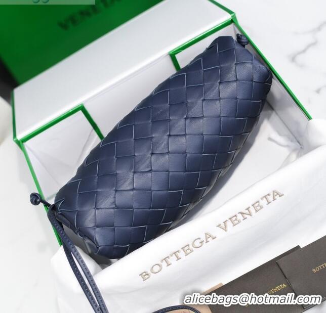 Buy Grade Bottega Veneta The Mini Pouch Clutch Bag in Large-Woven Lambskin BV0919 Navy Blue 2020