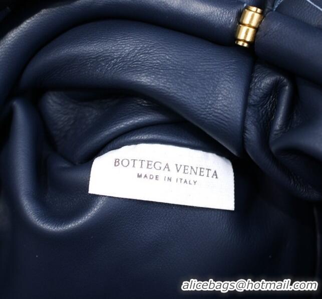 Buy Grade Bottega Veneta The Mini Pouch Clutch Bag in Large-Woven Lambskin BV0919 Navy Blue 2020