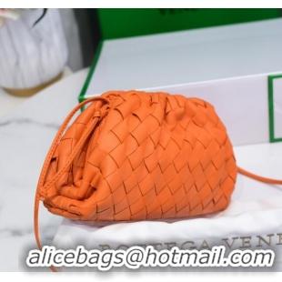 Good Quality Bottega Veneta The Mini Pouch Clutch Bag in Large-Woven Lambskin BV0919 Orange 2020