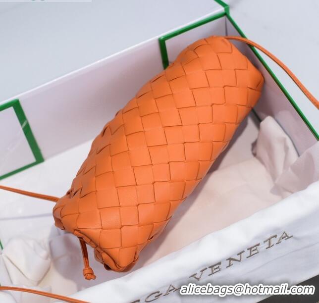 Good Quality Bottega Veneta The Mini Pouch Clutch Bag in Large-Woven Lambskin BV0919 Orange 2020