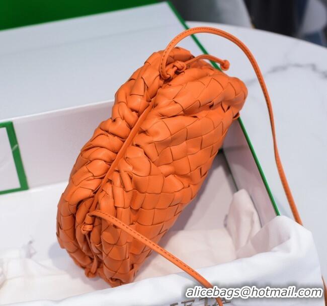 Good Quality Bottega Veneta The Mini Pouch Clutch Bag in Large-Woven Lambskin BV0919 Orange 2020