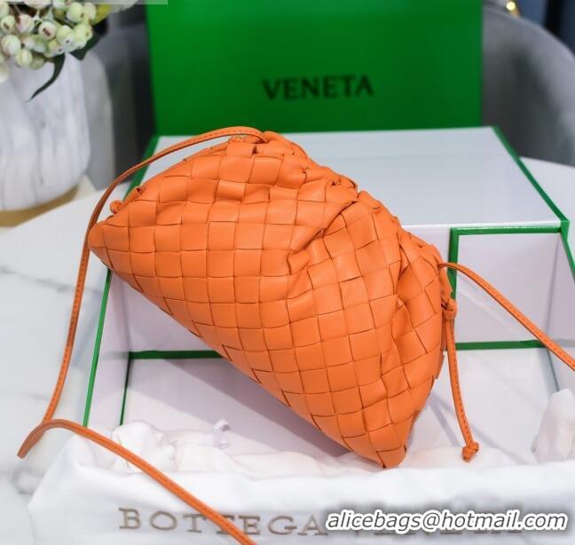 Good Quality Bottega Veneta The Mini Pouch Clutch Bag in Large-Woven Lambskin BV0919 Orange 2020